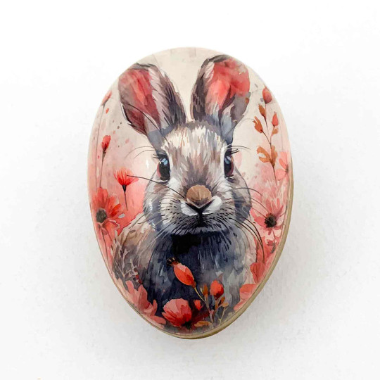 3-1/2" Grey Bunny Papier Mache Easter Egg Container ~ Germany